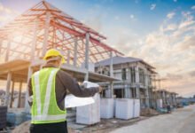 Engineer working on construction site