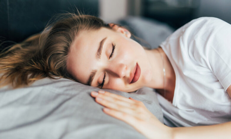 beautiful young woman having restful sleep